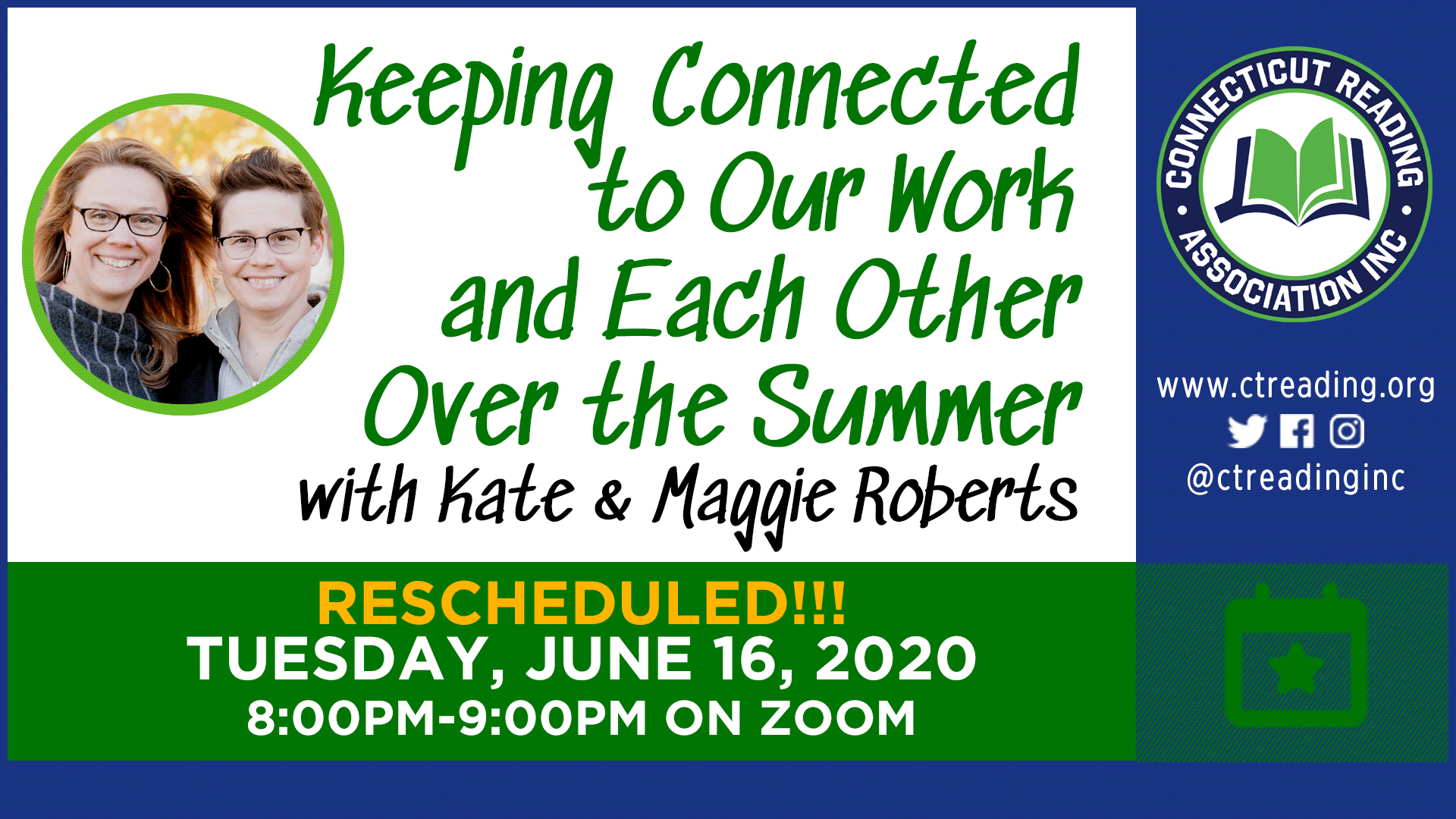 Keeping Connected to Our Work and Each Other Over the Summer with Kate & Maggie Roberts – on ZOOM!